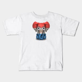 Baby Elephant with Glasses and Paraguay Flag Kids T-Shirt